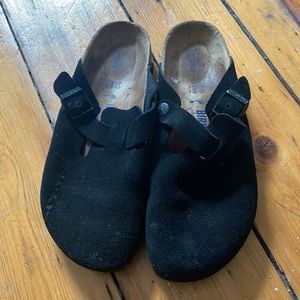 Birkenstocks black slip ons